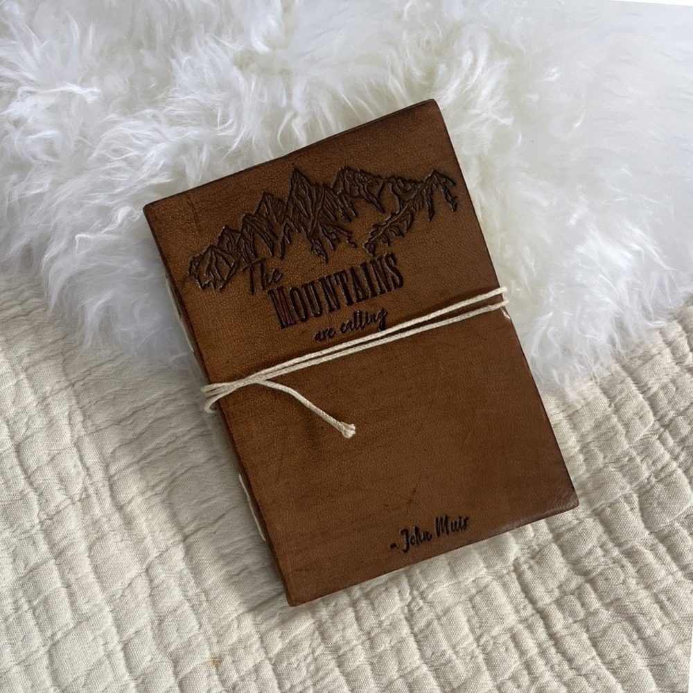 The Mountains Are Calling Leather Journal Notebook‎